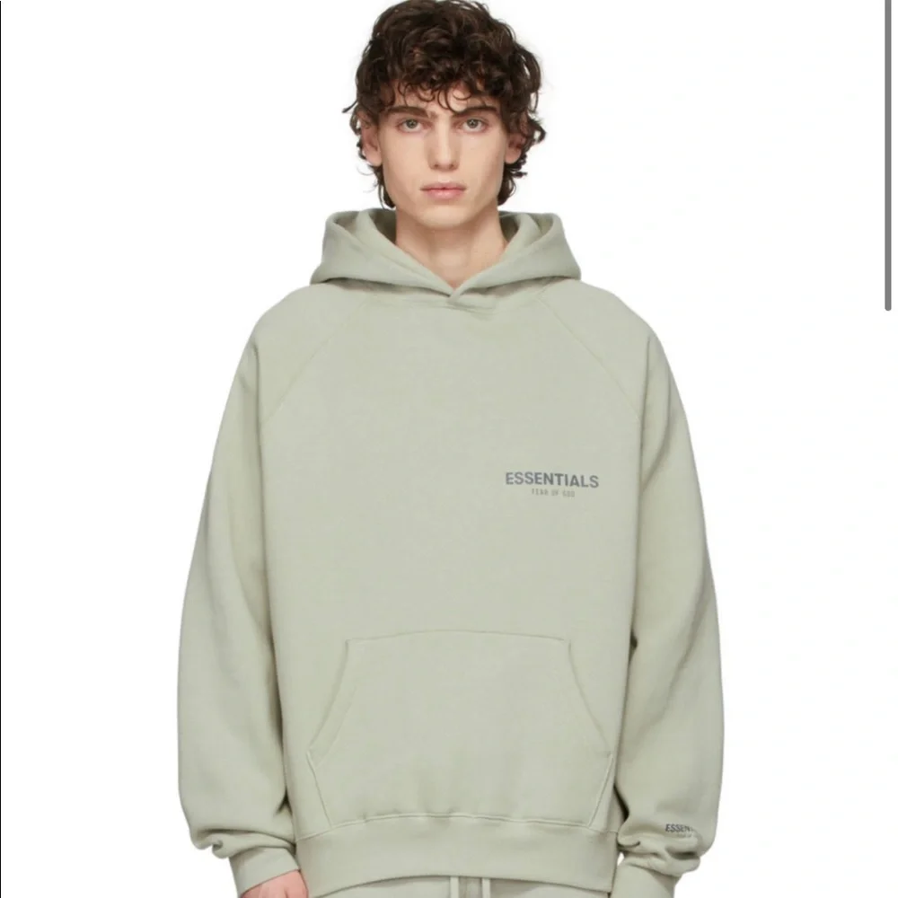 SOLD LINDA Fear of God UNISEX Green / Concrete hoodie receipt avail LAST ONE - Picture 5 of 8
